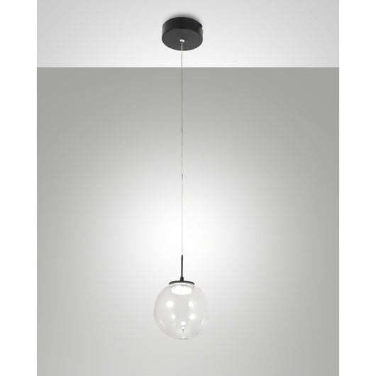 Ariel - Lampada a sospensione singola trasparente di Fabas Luce - Led 8W dimmerabile - Lampada da soffitto design moderno