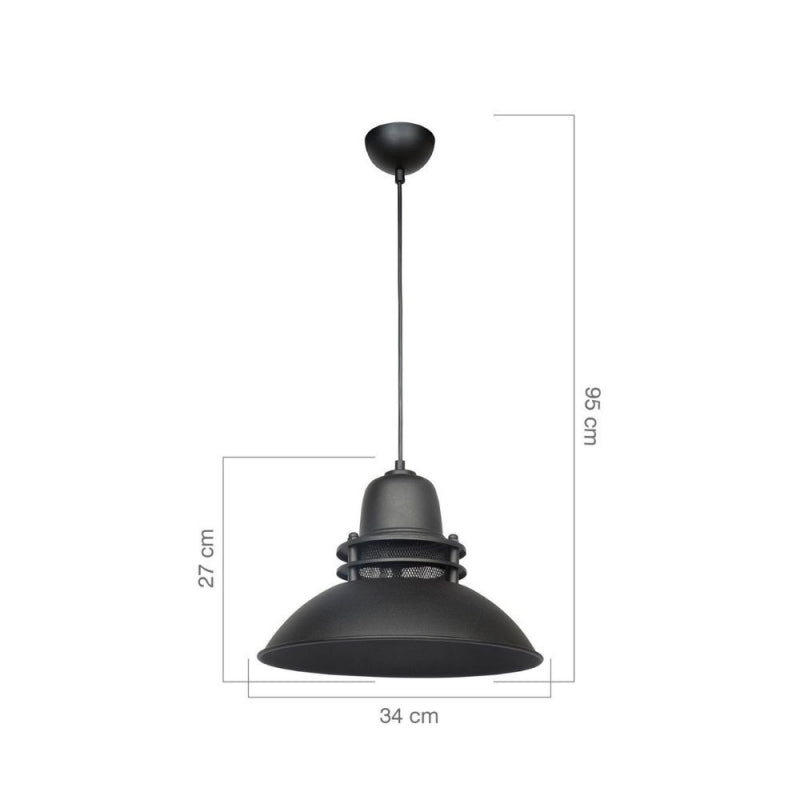 Lampada a sospensione Tibet ASZ0871 nera stile industriale