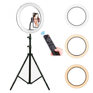 Trade Shop - Lampada Anello Ring Led Yq-320b Selfie Treppiedi Regolabile + Telecomando -