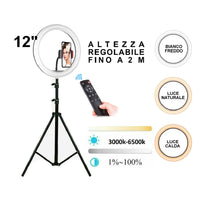 Trade Shop - Lampada Anello Ring Led Yq-320b Selfie Treppiedi Regolabile + Telecomando -