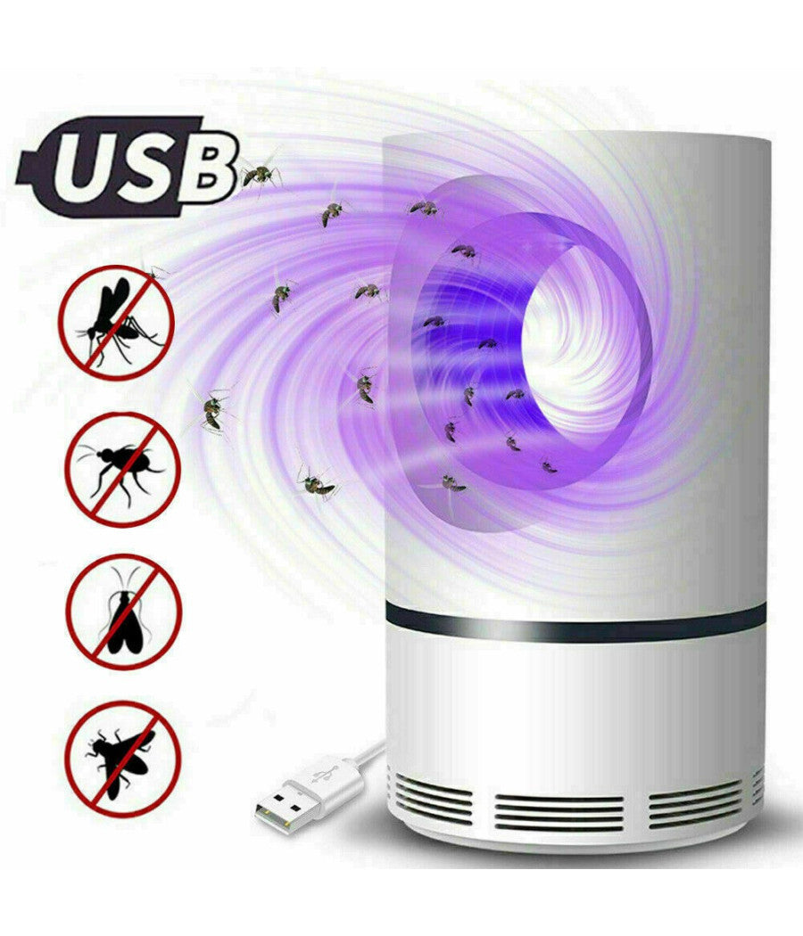 Lampada Anti Zanzare Insetti Mosche Zanzariera Elettrica Usb Led Aspiratore Fan         