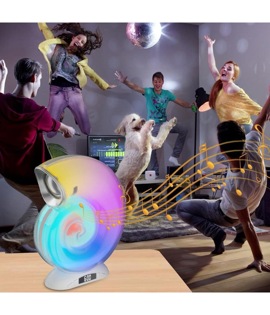 Lampada Caricabatterie Wireless Altoparlante Portatile Luce Notturna Conchiglia         