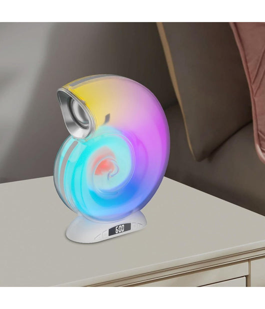 Lampada Caricabatterie Wireless Altoparlante Portatile Luce Notturna Conchiglia         