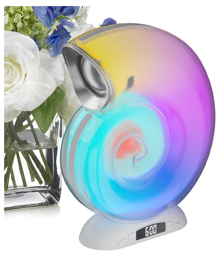 Lampada Caricabatterie Wireless Altoparlante Portatile Luce Notturna Conchiglia         