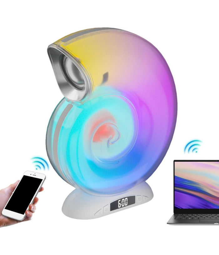 Lampada Caricabatterie Wireless Altoparlante Portatile Luce Notturna Conchiglia         
