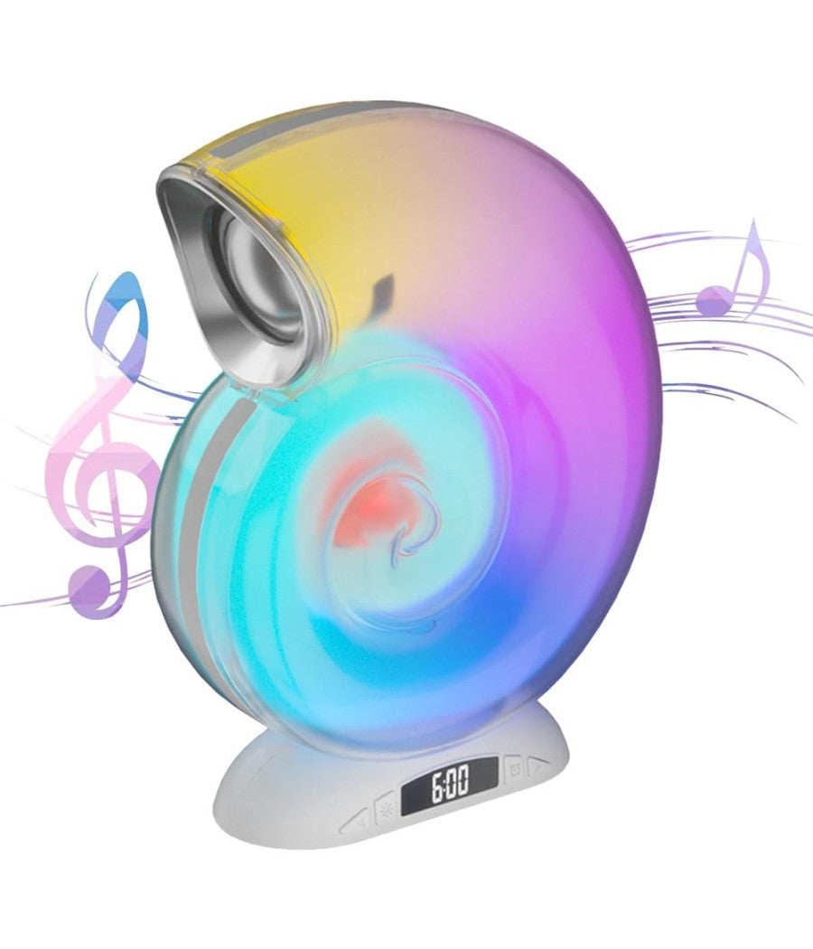 Lampada Caricabatterie Wireless Altoparlante Portatile Luce Notturna Conchiglia         