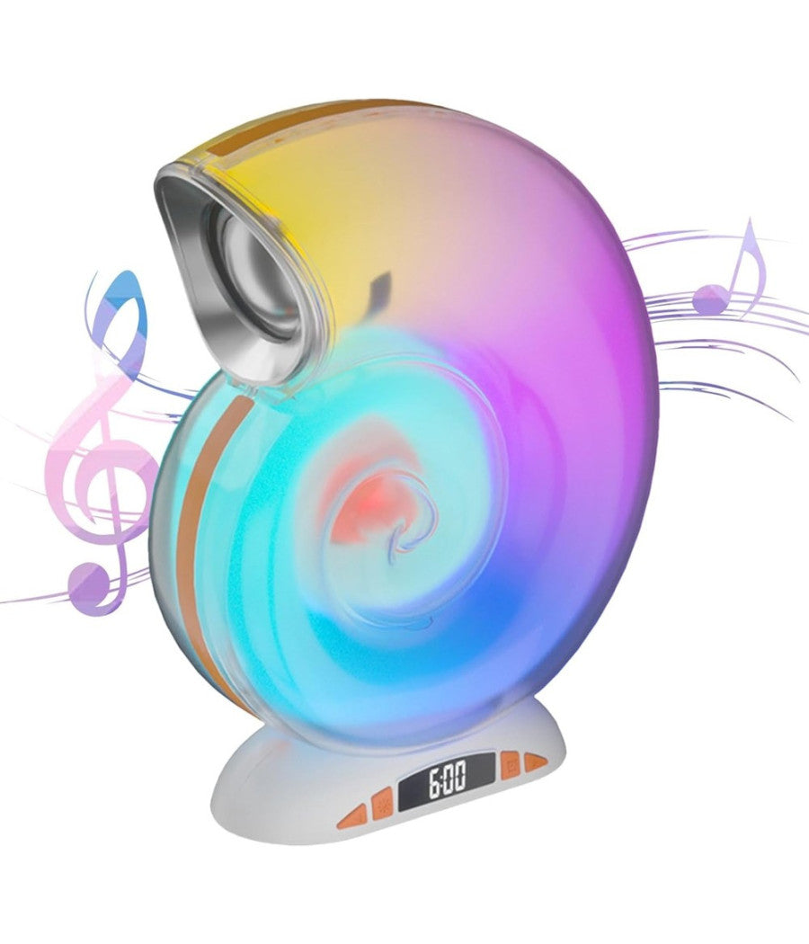 Lampada Caricabatterie Wireless Altoparlante Portatile Luce Notturna Conchiglia         