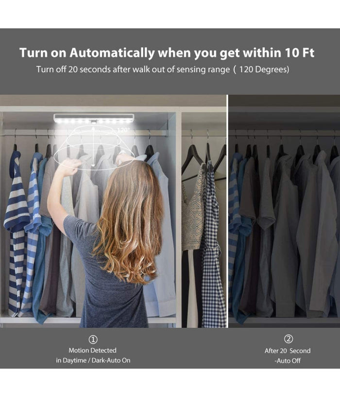 Trade Shop - Lampada Da Parete A Induzione 10led Con Sensore Di Movimento Per Armadi Q-led100 -