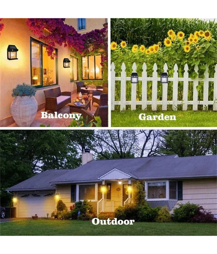 Lampada Da Parete Solare Sensore Movimento Luce Tungsteno Led Applique Ip65 Nero         