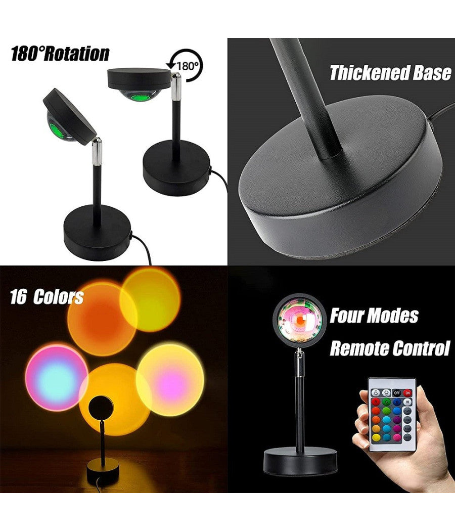 Lampada Da Proiezione Colorata Gbr Proiettore Luce Notturna Led Usb 8 Modalità          