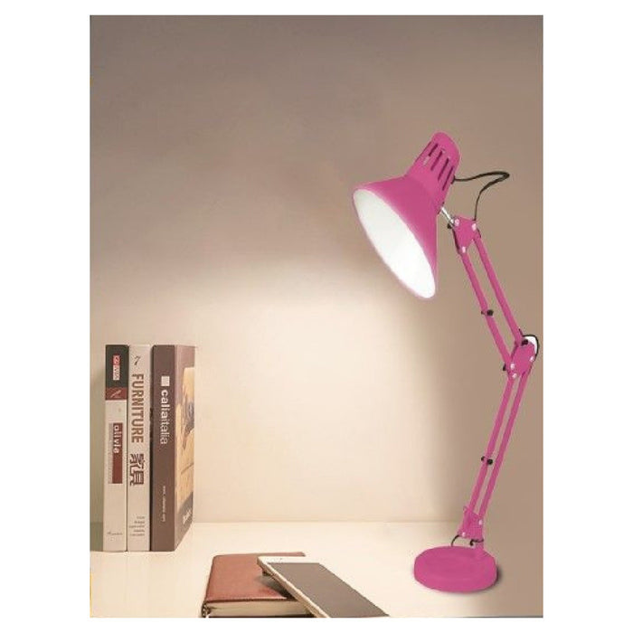 Trade Shop - Lampada Da Scrivania Con Braccio Snodabile Attacco E27 Luce Tavolo Per Ufficio - Rosa
