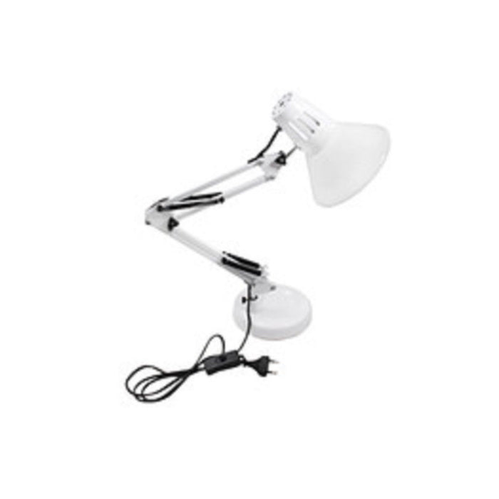 Trade Shop - Lampada Da Scrivania Con Braccio Snodabile Attacco E27 Luce Tavolo Per Ufficio - Bianco