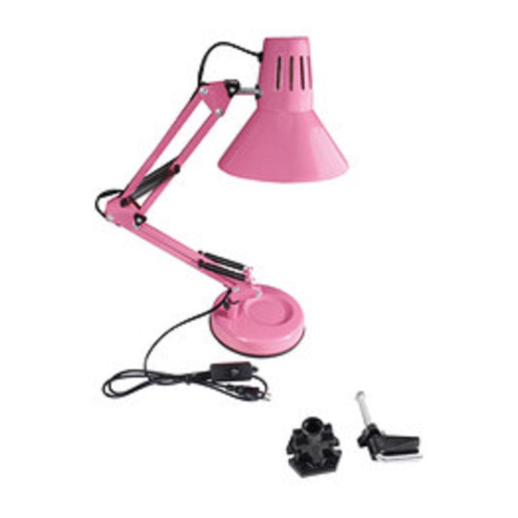 Trade Shop - Lampada Da Scrivania Con Braccio Snodabile Attacco E27 Luce Tavolo Per Ufficio - Rosa