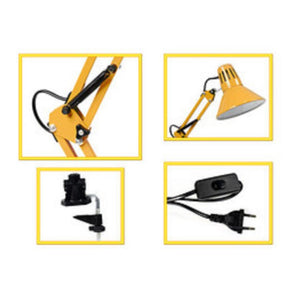 Trade Shop - Lampada Da Scrivania Con Braccio Snodabile Attacco E27 Luce Tavolo Per Ufficio - Giallo
