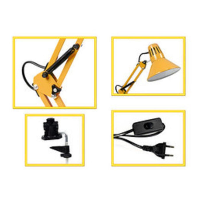 Trade Shop - Lampada Da Scrivania Con Braccio Snodabile Attacco E27 Luce Tavolo Per Ufficio - Giallo