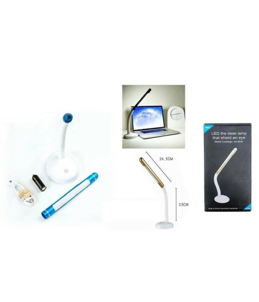 Lampada Da Scrivania Led D24 Snodabile Ufficio Pc Notebook Ricaricabile         