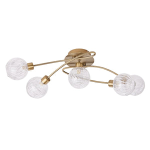 LÚZETE - LAMPADA DA SOFFITTO 5 LUCI QUINN IN PELLE