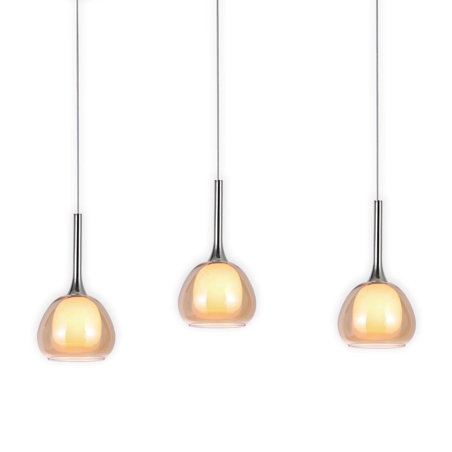 LÚZETE - LAMPADA DA SOFFITTO A 3 LUCI VETRO ESTERNO AMBRA INTERNO BIANCO INTERNO BIANCO NOLINA