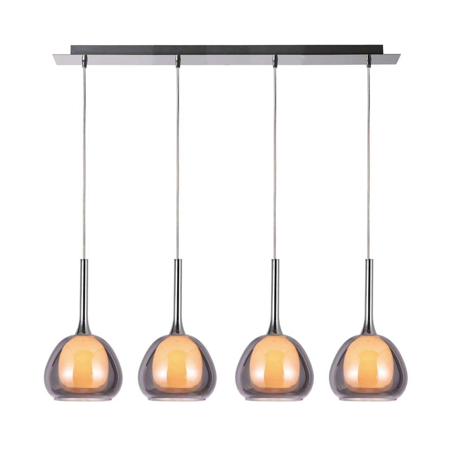 LÚZETE - LAMPADA DA SOFFITTO A 4 LUCI IN CRISTALLO ESTERNO FUMÉ INTERNO BIANCO NOLINA