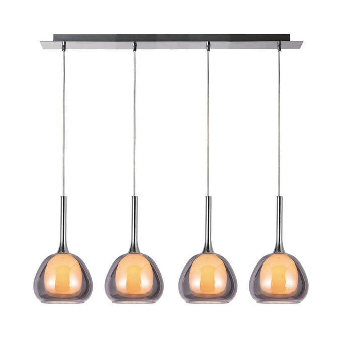 LÚZETE - LAMPADA DA SOFFITTO A 4 LUCI IN CRISTALLO ESTERNO FUMÉ INTERNO BIANCO NOLINA