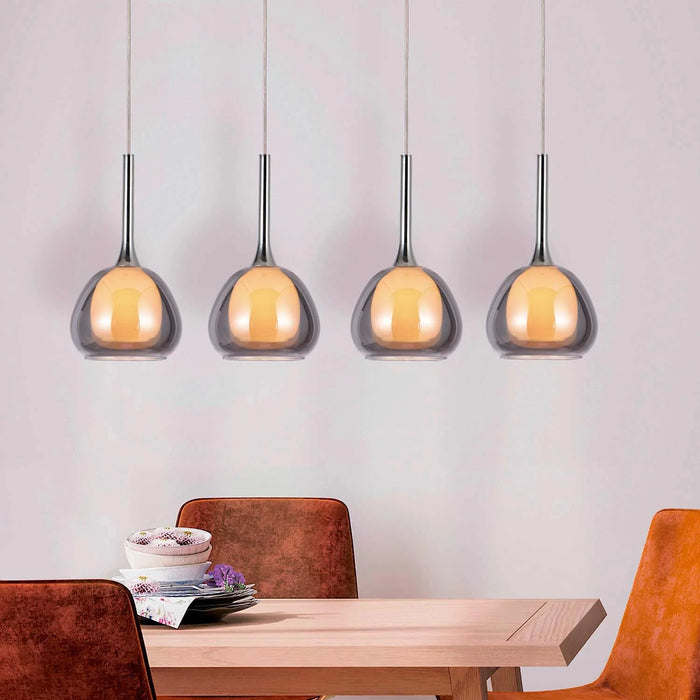 LÚZETE - LAMPADA DA SOFFITTO A 4 LUCI IN CRISTALLO ESTERNO FUMÉ INTERNO BIANCO NOLINA