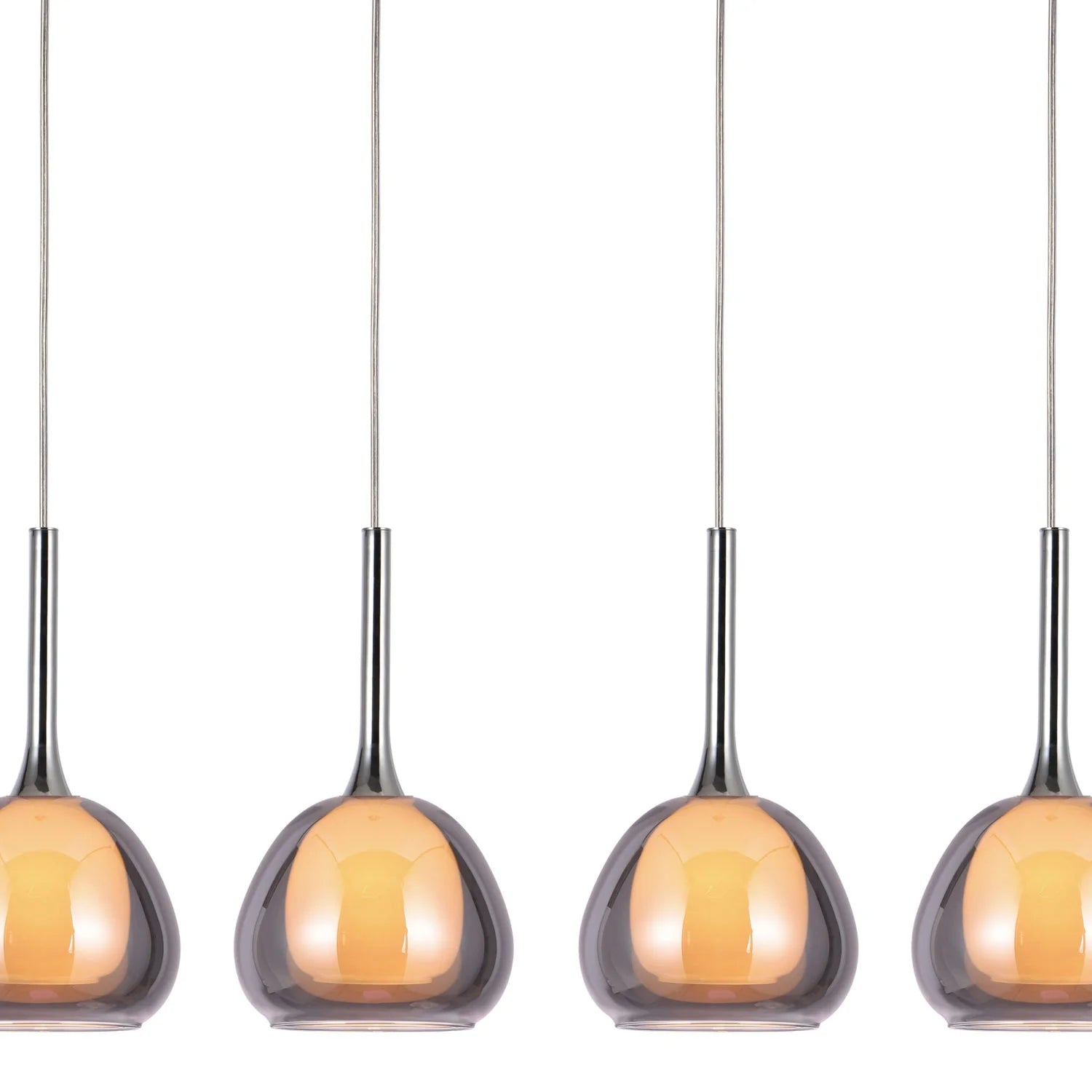 LÚZETE - LAMPADA DA SOFFITTO A 4 LUCI IN CRISTALLO ESTERNO FUMÉ INTERNO BIANCO NOLINA