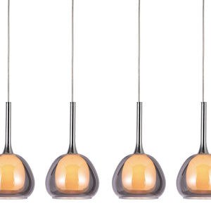 LÚZETE - LAMPADA DA SOFFITTO A 4 LUCI IN CRISTALLO ESTERNO FUMÉ INTERNO BIANCO NOLINA