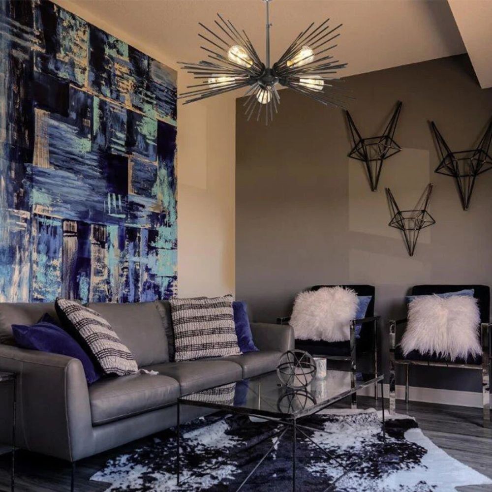 Lampada a sospensione a 5 luci metallo nero Salem MDL3806