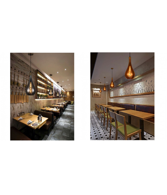 Lampada Da Soffitto A Sospensione Attacco E27 In Vetro Fumà© Oro O Argento A36-07         