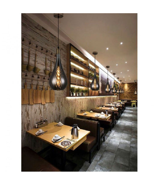 Lampada Da Soffitto A Sospensione Attacco E27 In Vetro Fumà© Oro O Argento A36-07         