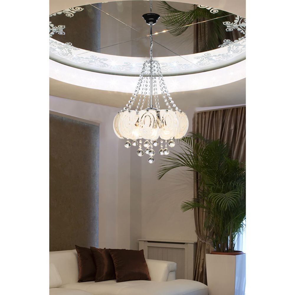 Lampada a sospensione vetro decorato e pietre effetto cristallo Yon MDL3973 colore argento