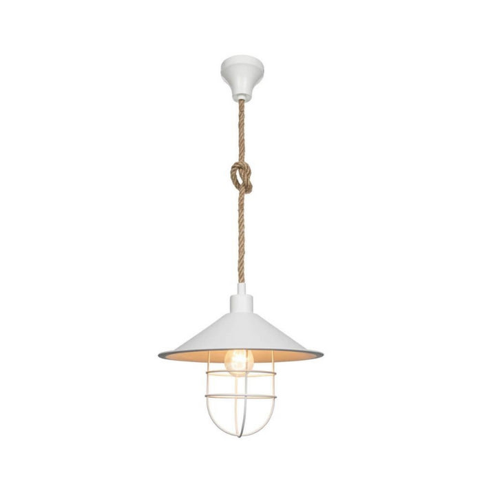 Lampada da soffitto Bulut ASZ0631 metallo bianco e corda iuta