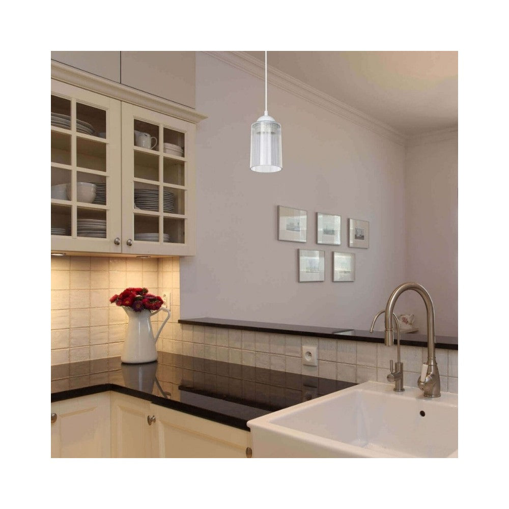 Lampada a sospensione con paralume cilindrico in plastica trasparente Optical ASZ1025