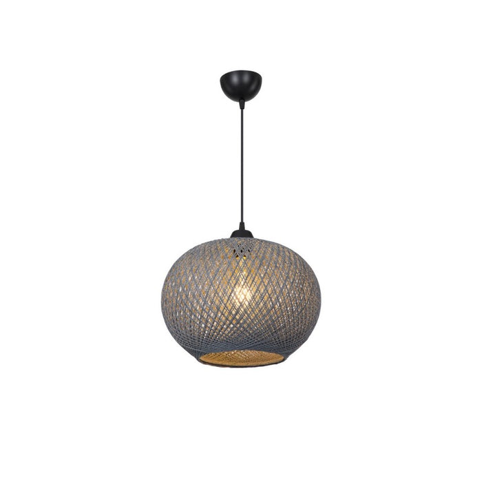 Lampada a sospensione con paralume in corda intrecciato antracite Yumak MDL4745