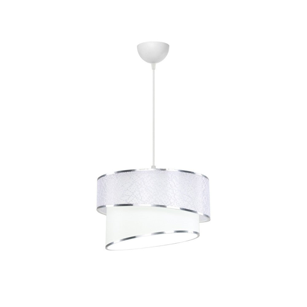 Lampada a sospensione con paralume tessuto bianco Turna ASZ1714