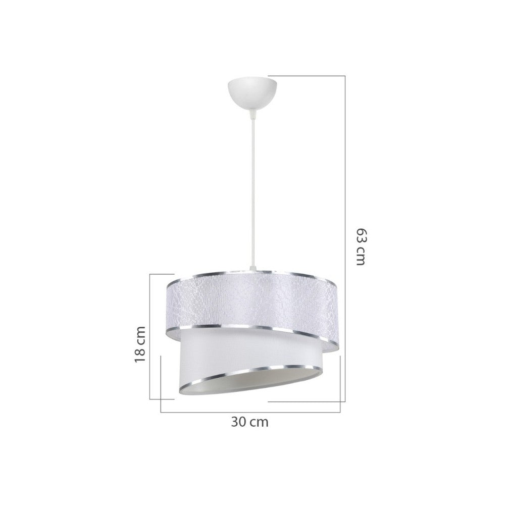Lampada a sospensione con paralume tessuto bianco Turna ASZ1714
