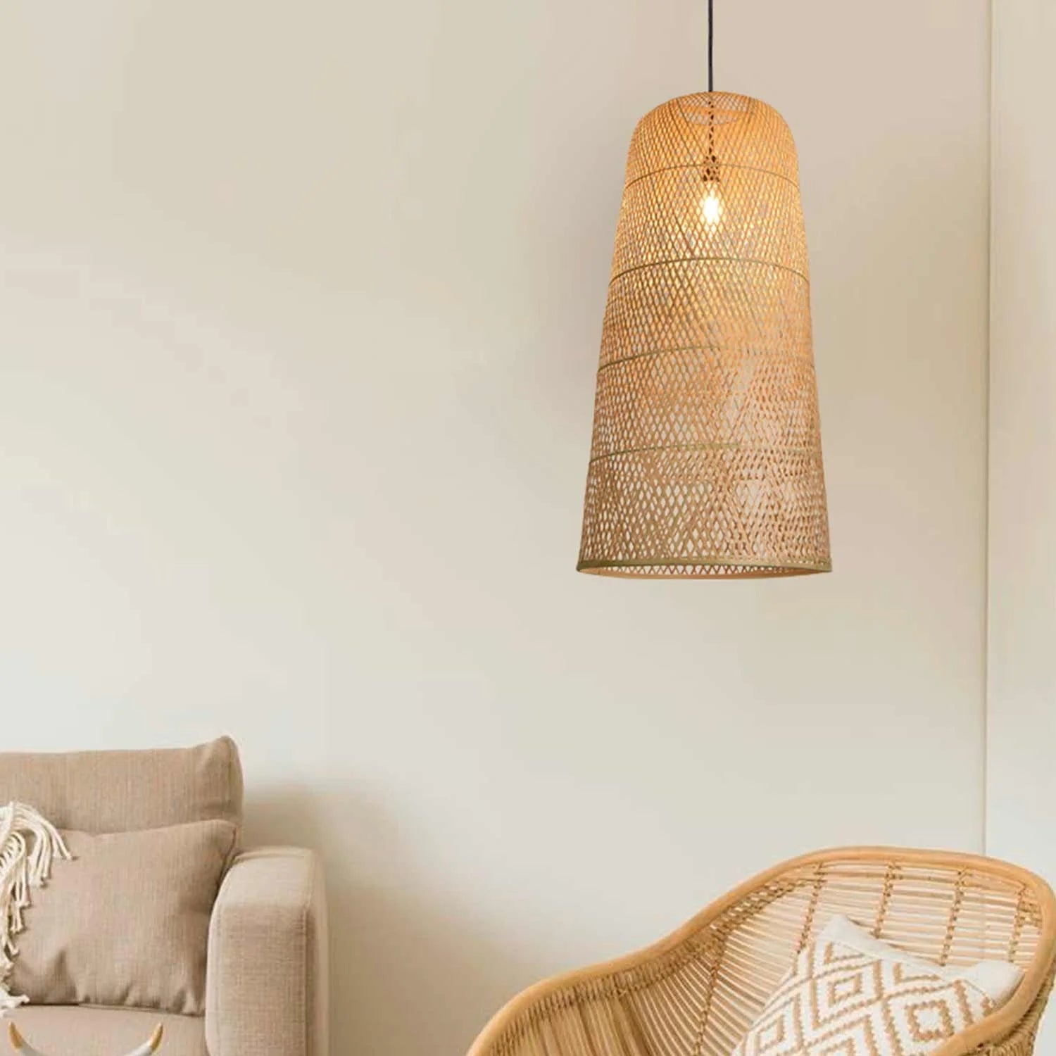 LÚZETE - LAMPADA DA SOFFITTO DI BAMBÙ MEDIA E27 MOANA