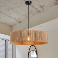 Lampada a sospensione in carta effetto bamboo stile rustico Roya ASZ1747 colore caffè