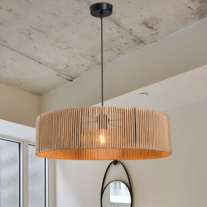 Lampada a sospensione in carta effetto bamboo stile rustico Roya ASZ1747 colore caffè