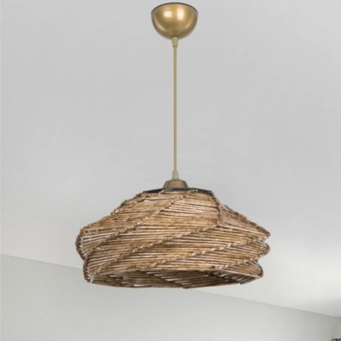 Lampada a sospensione in carta intrecciata stile rustico Risa MDL4940 colore marrone
