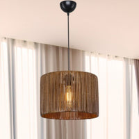 Lampada a sospensione in carta stile rustico Roya ASZ1700 colore marrone