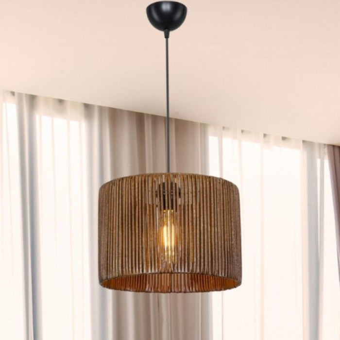 Lampada a sospensione in carta stile rustico Roya ASZ1700 colore marrone