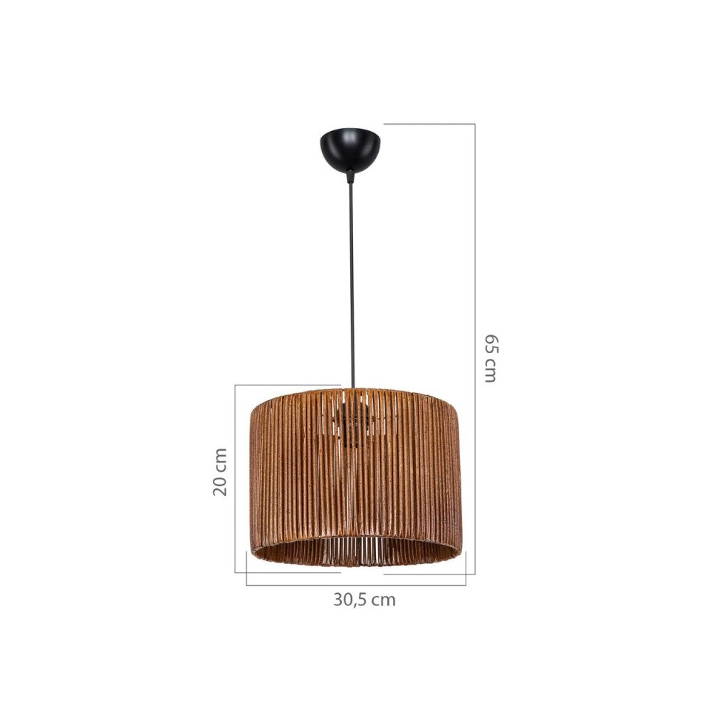 Lampada a sospensione in carta stile rustico Roya ASZ1700 colore marrone