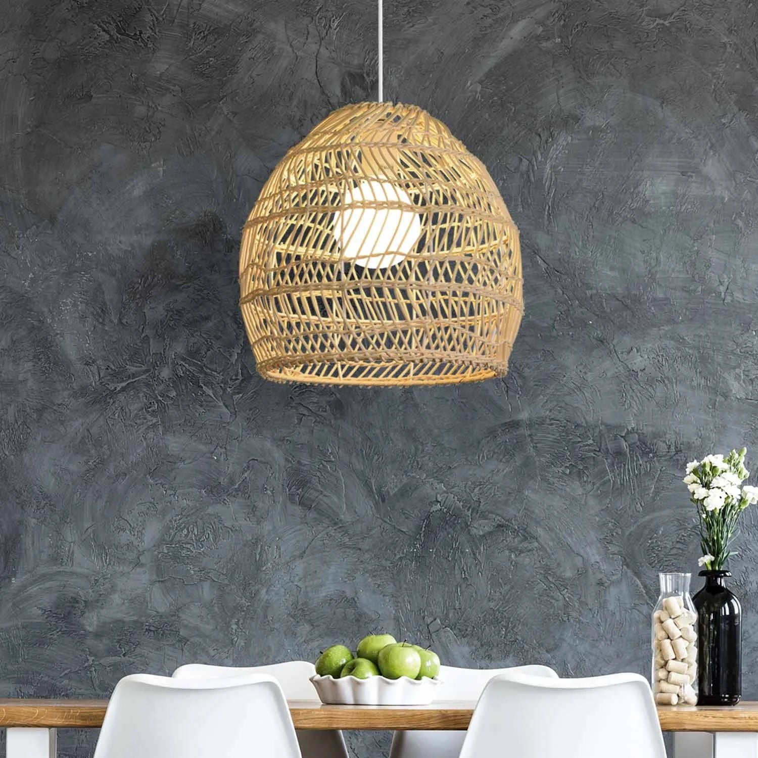 LÚZETE - LAMPADA DA SOFFITTO IN RATTAN MEDIO E27 INOA