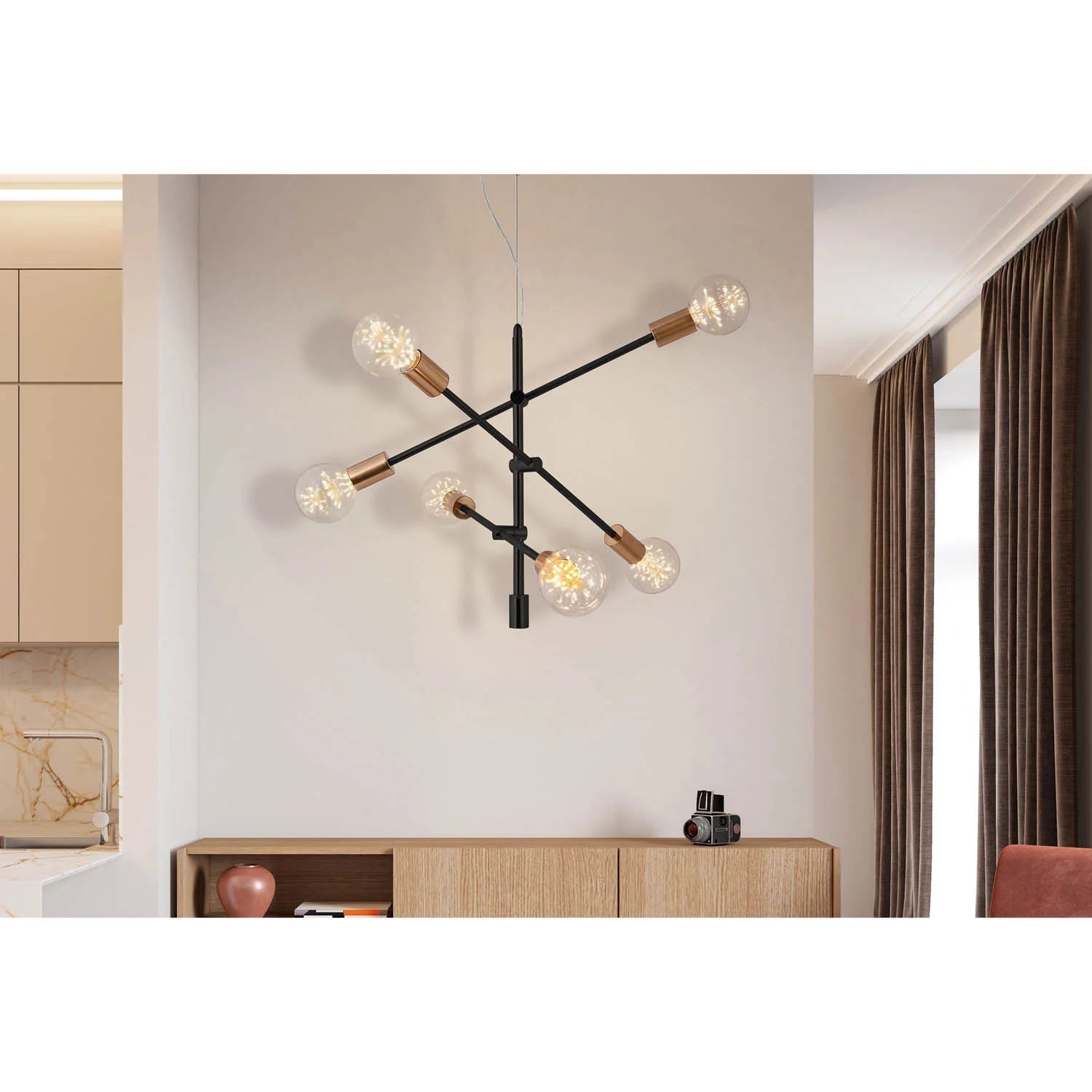 LÚZETE - LAMPADA DA SOFFITTO JUPITER 6 LUCI NERO