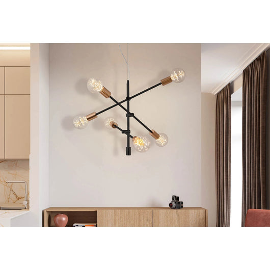 LÚZETE - LAMPADA DA SOFFITTO JUPITER 6 LUCI NERO