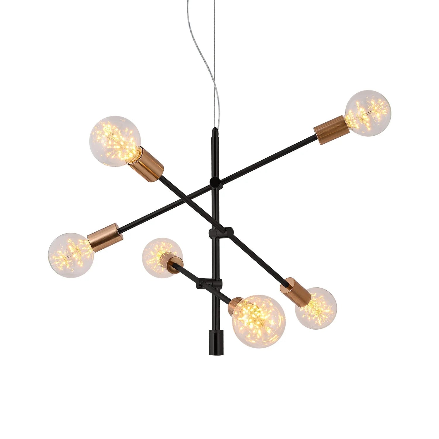 LÚZETE - LAMPADA DA SOFFITTO JUPITER 6 LUCI NERO