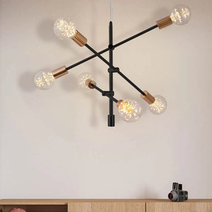 LÚZETE - LAMPADA DA SOFFITTO JUPITER 6 LUCI NERO