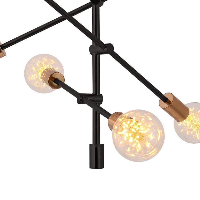 LÚZETE - LAMPADA DA SOFFITTO JUPITER 6 LUCI NERO