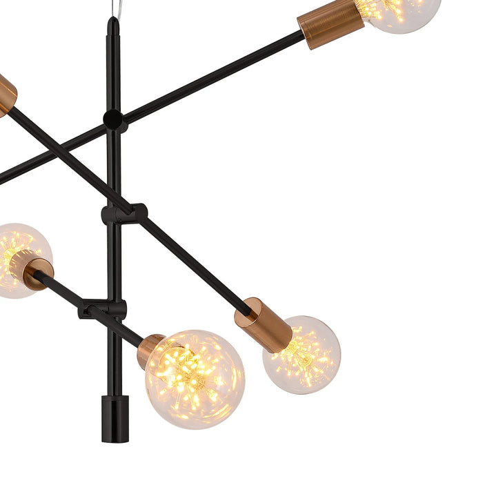 LÚZETE - LAMPADA DA SOFFITTO JUPITER 6 LUCI NERO